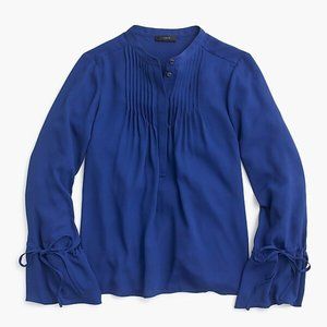 NWT J.Crew Tie-sleeve top with pintucks, XS